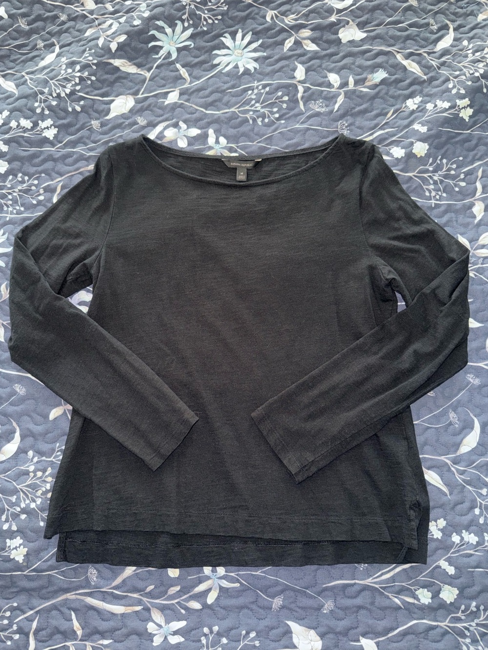 Banana Republic Black Long-Sleeve Boatneck Top